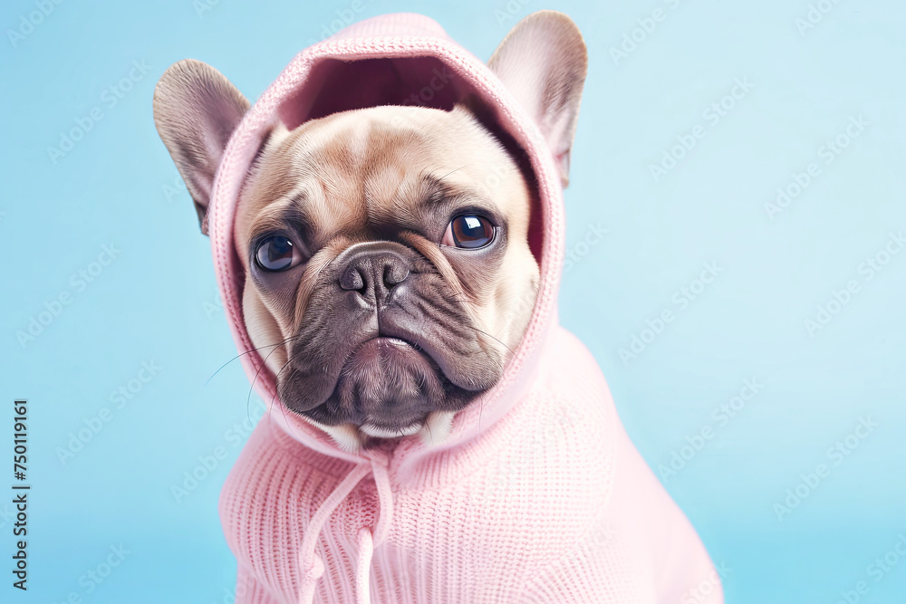 Cute dog in a pink sweater