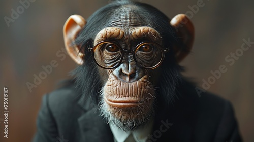 Anthropomorphic Chimp Business Concept Generative AI © Alex