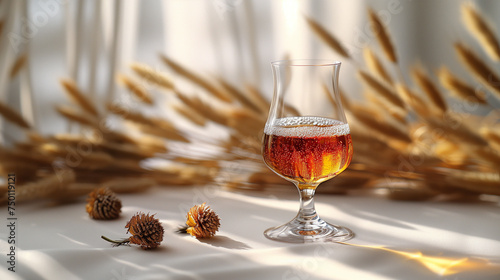 Bière à l'orge et au sarrasin (blé noir) : bière ambrée de producteur, alcool traditionnel de France photo