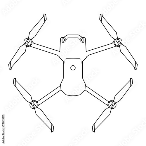 DII Air 2S Vector Illustration, Modern Drone  Illustration, Drone Camera Icon. 
