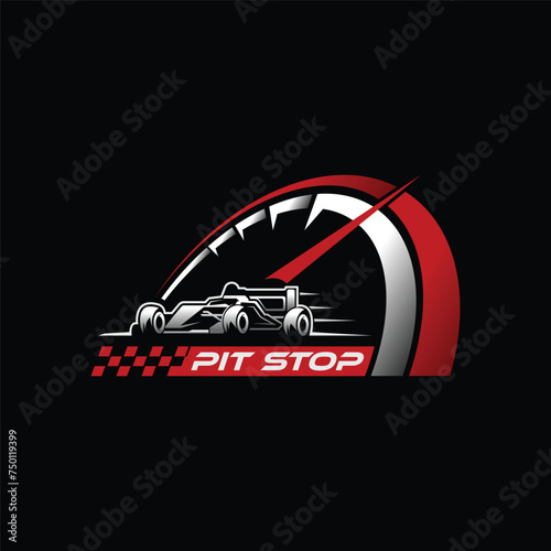 vector illustration of a racing car at a pit stop