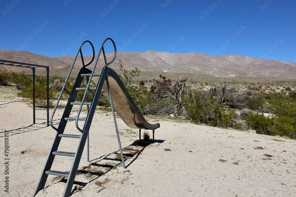 1950s era metal playground equipment in the desert 1950s era metal playground equipment in the desert