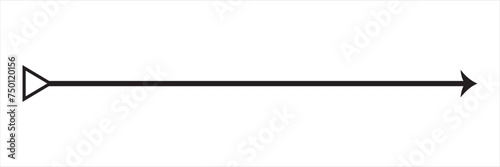 Straight line with point on start and arrow on finish. Symbol of direction, aim, target, path, easy challenge, fast way, ideal plan isolated on white background. Vector file illustration