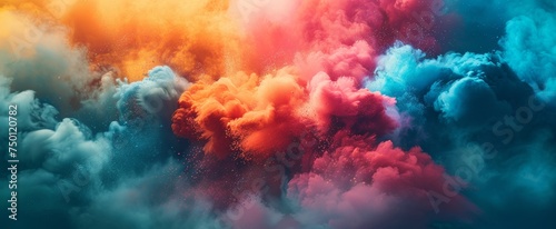 Abstract explosion of colors cloud reds blues and oranges