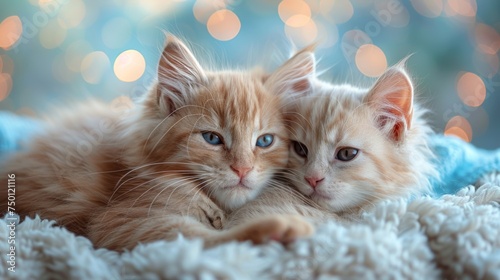 Cute Kittens in Romantic Concept Background Generative AI