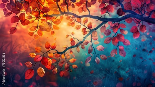 Vibrant  Colorful Tree Illustration for Background Generative AI