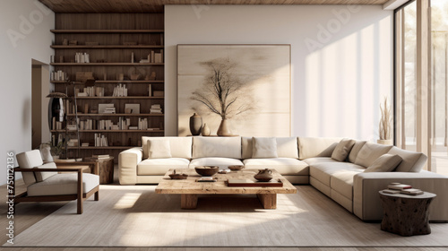 A modern living room with sustainable and stylish furniture, giving it a chic look © Textures & Patterns