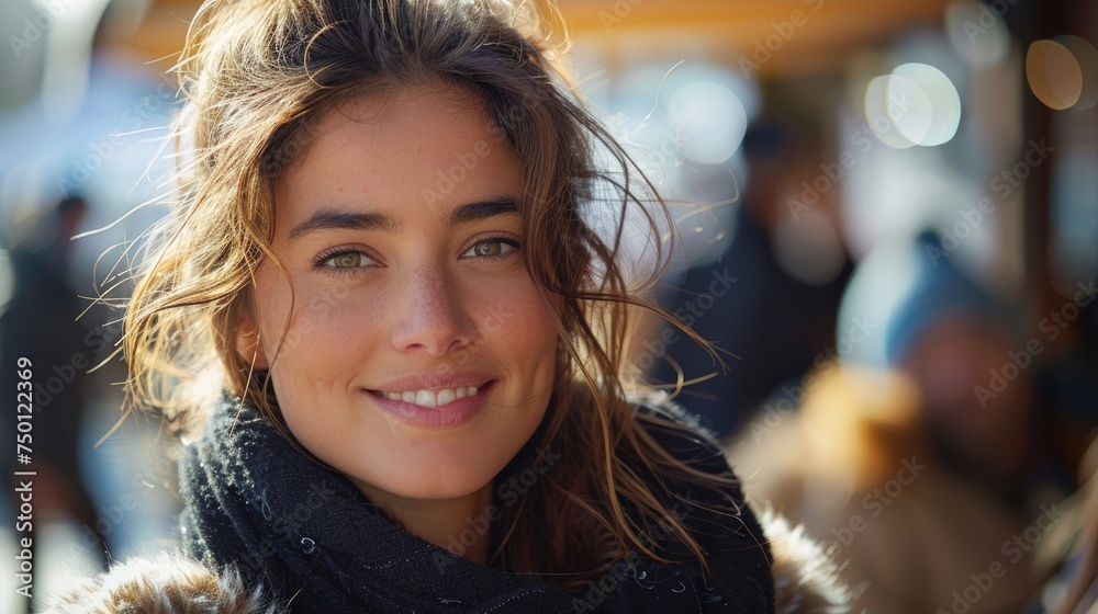 Fototapeta premium Woman Greeting Friends with Joyful Expression Generative AI