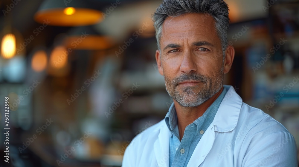 Fototapeta premium Male Psychiatrist in Professional Setting with Copy Space Generative AI