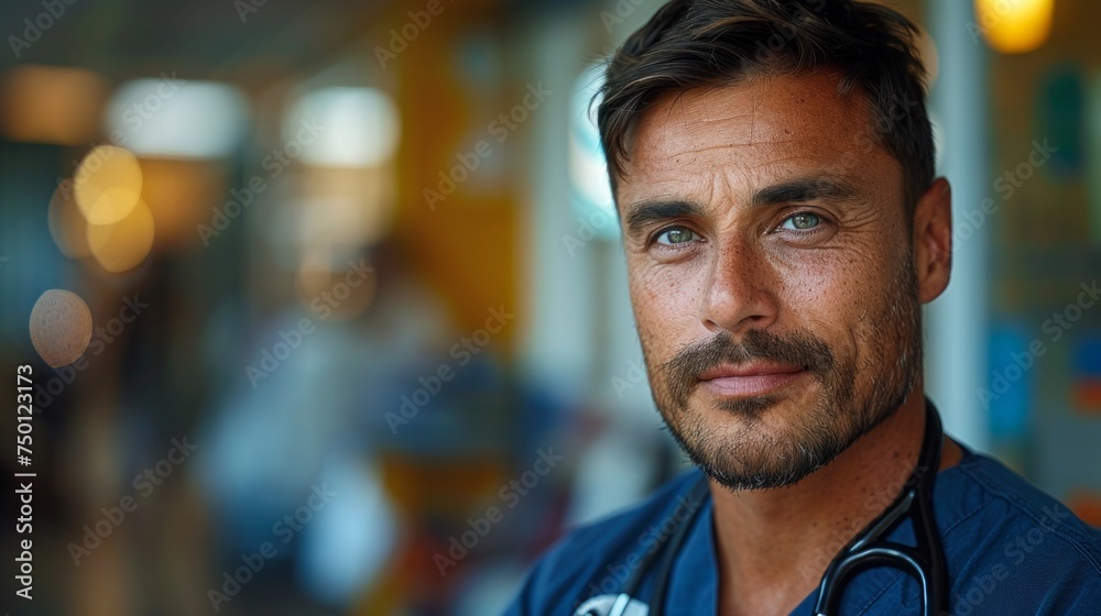 Fototapeta premium Male Nurse in Professional Portrait Generative AI