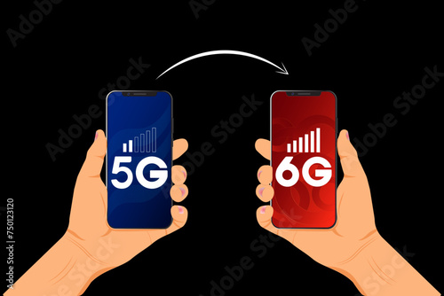 Transition From 5G To 6G. Vector illustration