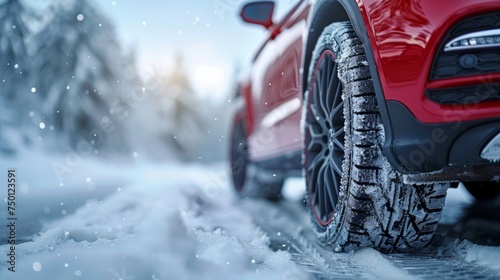 New Car Tires Handling Snowy Roads with Selective Focus Generative AI