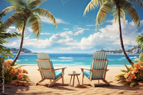 Summer holiday vacation and sunny tropical beach background with travel concept © pixeness