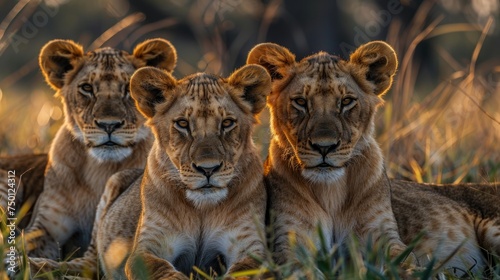 Pride of Lions Basking in Natural Habitat Generative AI