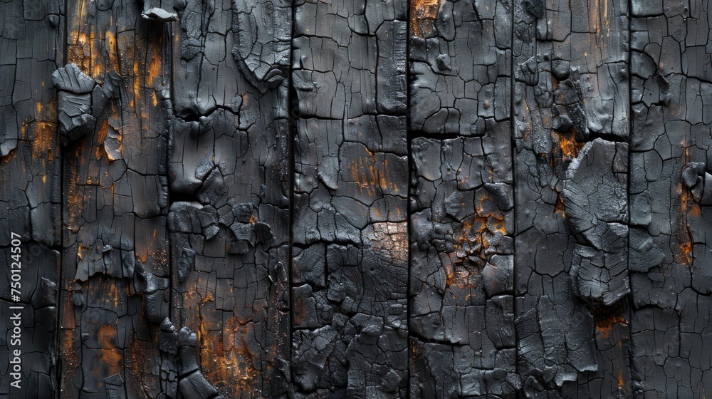 Obraz premium Rough Textured Burnt Wood Boards Background Generative AI