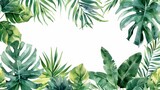Tropical Green Watercolor Border Generative AI