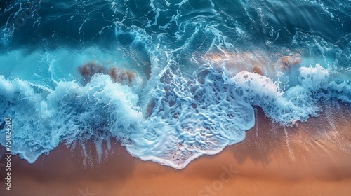 Sea Wave on Sandy Beach - Travel Concept Generative AI © Alex