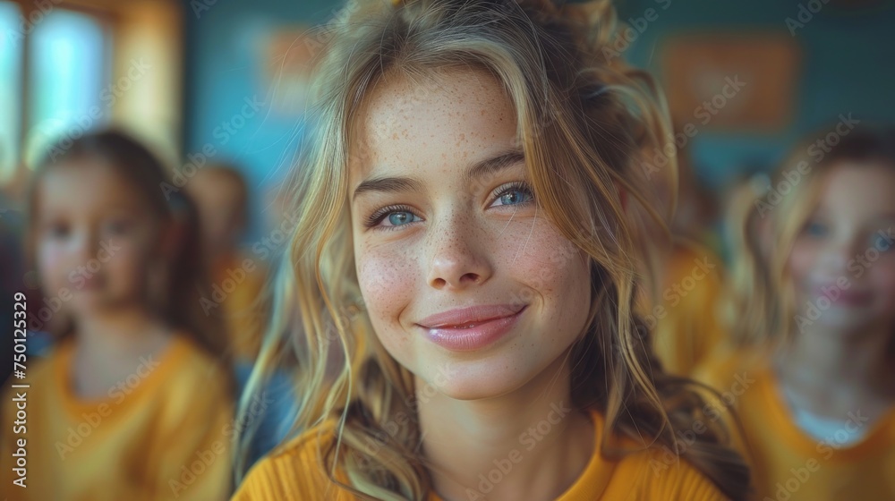 custom made wallpaper toronto digitalTeacher Portrait with Children: Selective Focus and Copy Space Generative AI