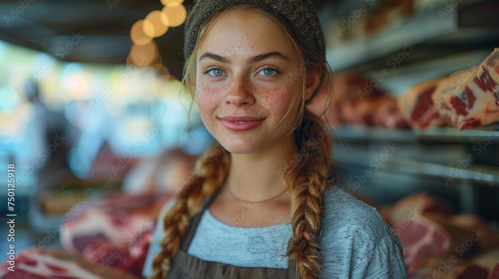 Professional Female Butcher Portrait Generative AI
