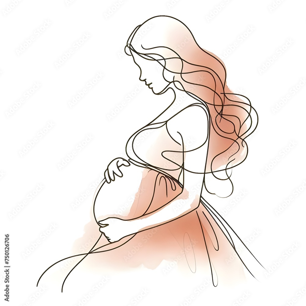 watercolor illustration of a pregnant girl.silhouette of a pregnant girl watercolor illustration of a pregnant girl.silhouette of a pregnant girl