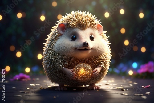 Magical Hedgehog in a Shining Golden Aura