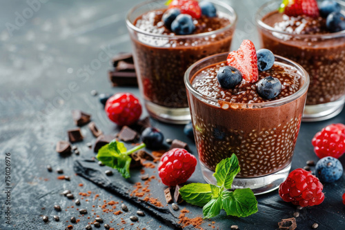 Quick and delicious chocolate pudding with chia seeds, perfect for breakfast or dessert
