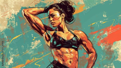 Athletic Woman with Dynamic Paint Splashes Illustration   Gym   fitness   bodybuilder   Wallpaper