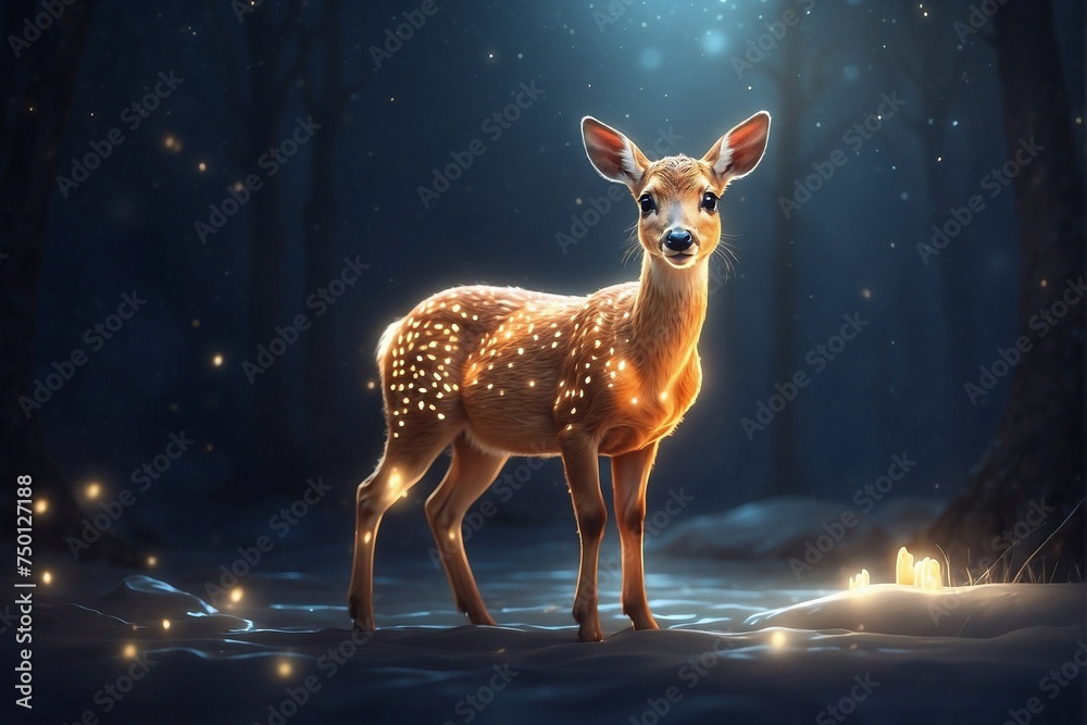 Magical Roe Deer in a Shining Golden Aura Magical Roe Deer in a Shining Golden Aura