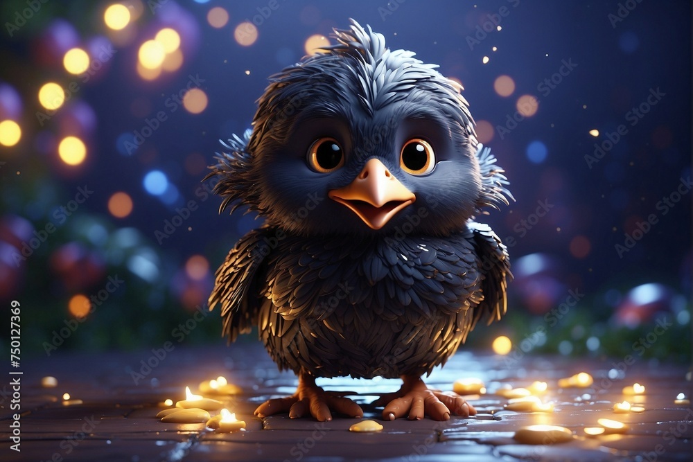 Magical Raven with a Glowing Golden Aura in the Dark Silence Magical Raven with a Glowing Golden Aura in the Dark Silence