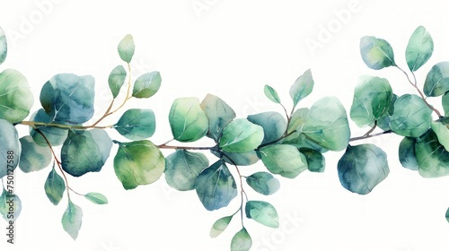 Elegant Eucalyptus Leaf Wreath Watercolor Modern Decorative Element Generative AI