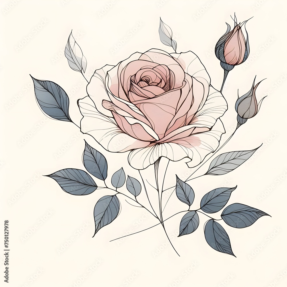 Watercolor Rose Blossom Watercolor Rose Blossom