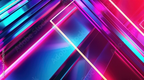 An abstract background with a retro-futuristic theme, boasting vibrant iridescent neon shades. 