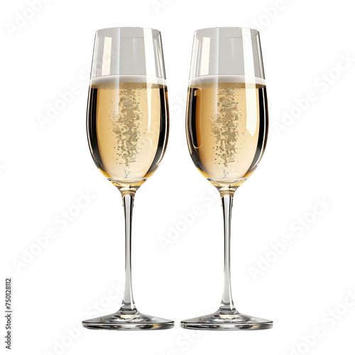 glass of champagne on transparent background