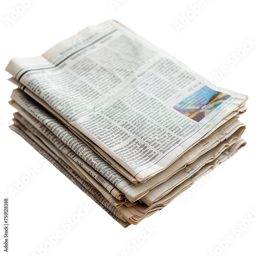 Financial newspaper on transparent background