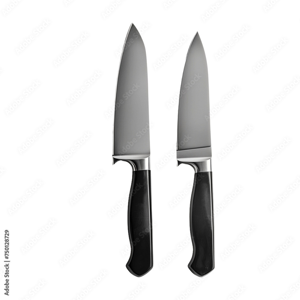 set of kitchen knives on transparent background set of kitchen knives on transparent background