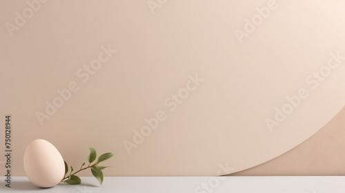 White Eastern egg with plant on a cream background
