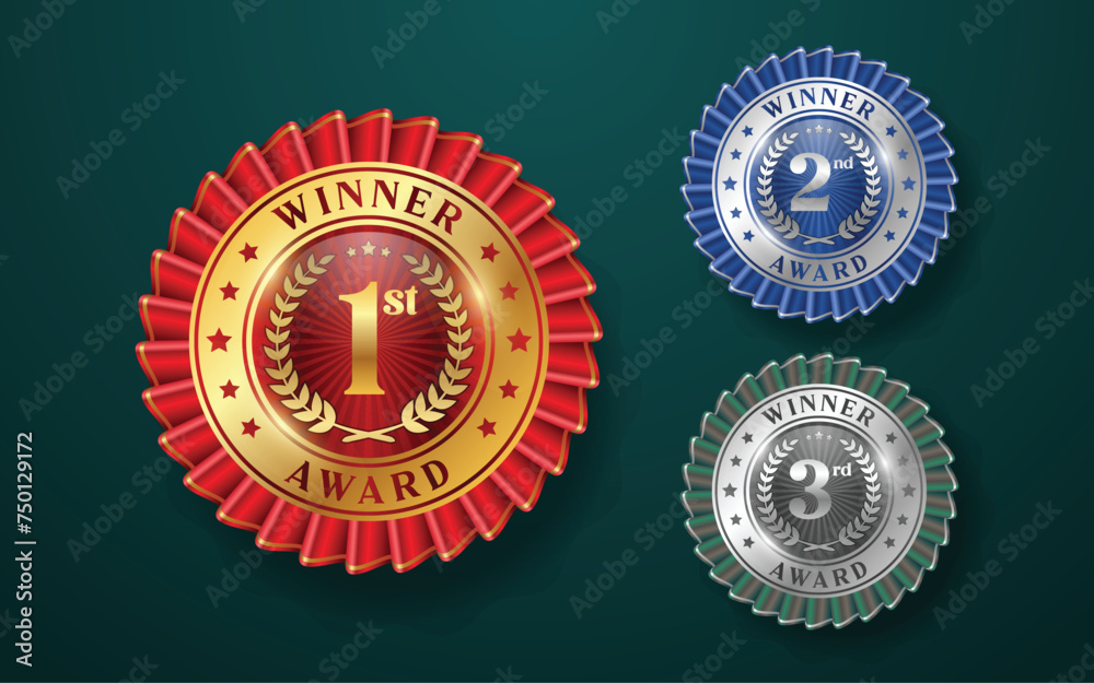 Fototapeta premium Winner prize Badge in three type color illustration