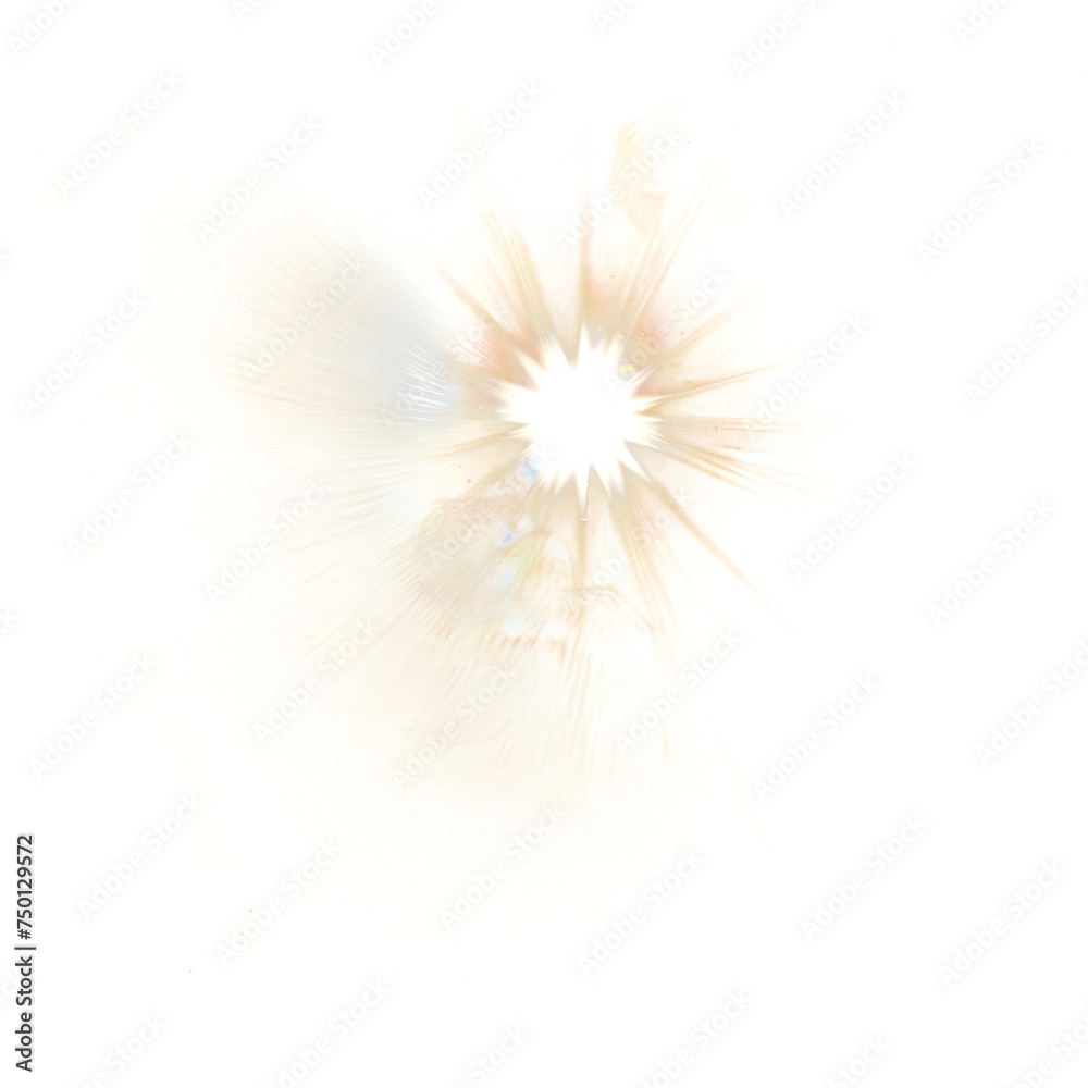 Small golden lens flare with realistic isolated on transparent png.	