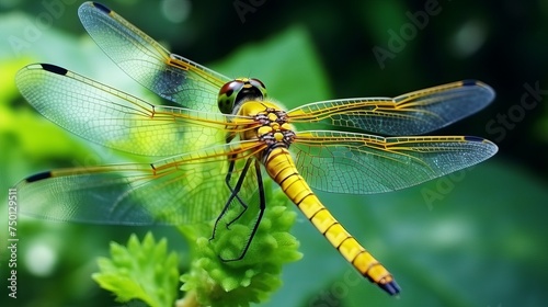 Beautiful nature is depicted in macro shots of a dragonfly, showcasing intricate wing details.