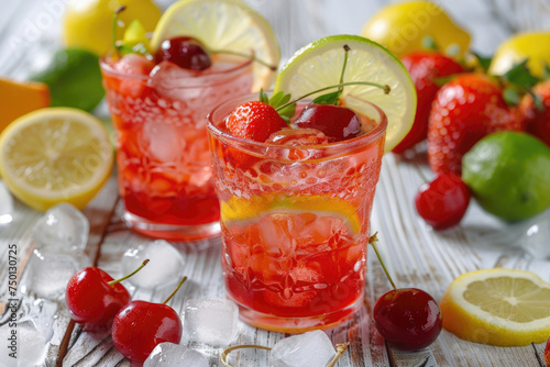 Strawberry cherry limeade - strawberry, maraschino cherry, lime and lemon