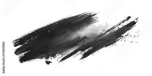 Black ink brush stroke, Black brush splashes isolated on transparent png. photo