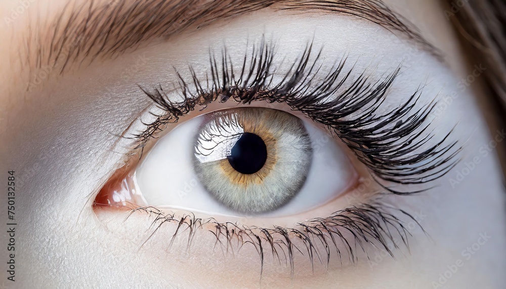 Generated image of close up of an eye with long eyelashes Generated image of close up of an eye with long eyelashes