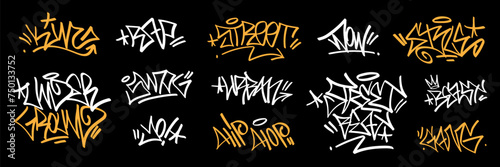 Graffiti lettering text hip hop style background , isolated vector design element