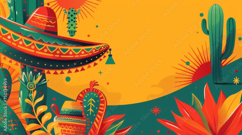 Cactus With Sombrero Painting