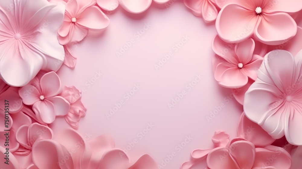 Pink romance love flower with frame for valentine day