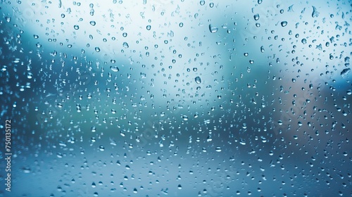 Raindrops cascade down window glass  creating a moody and atmospheric background.