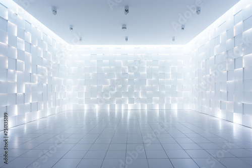 Abstract background of wall with white cubes protruding from each other. Generated by artificial intelligence