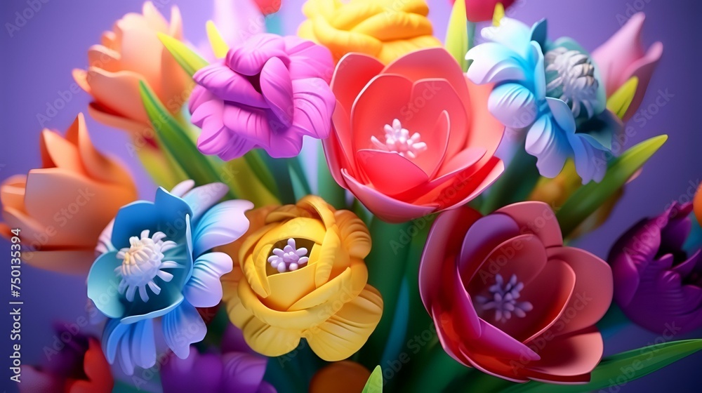 Spring banner for 8 March women's day colorful flowers
