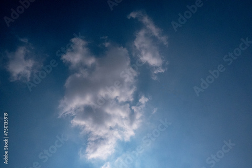 blue sky with white clouds sunray background © Object