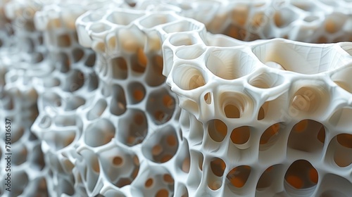 a close up of a white object with holes in the middle of the structure and a lot of holes in the middle of the structure.